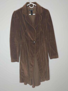 Bisou Bisou long brown corduroy trench coat